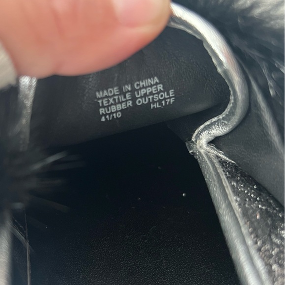 Michael Kors Collection Silver Metallic Jacquard Slip-On Mink Fur Platform Shoes - Picture 9 of 13